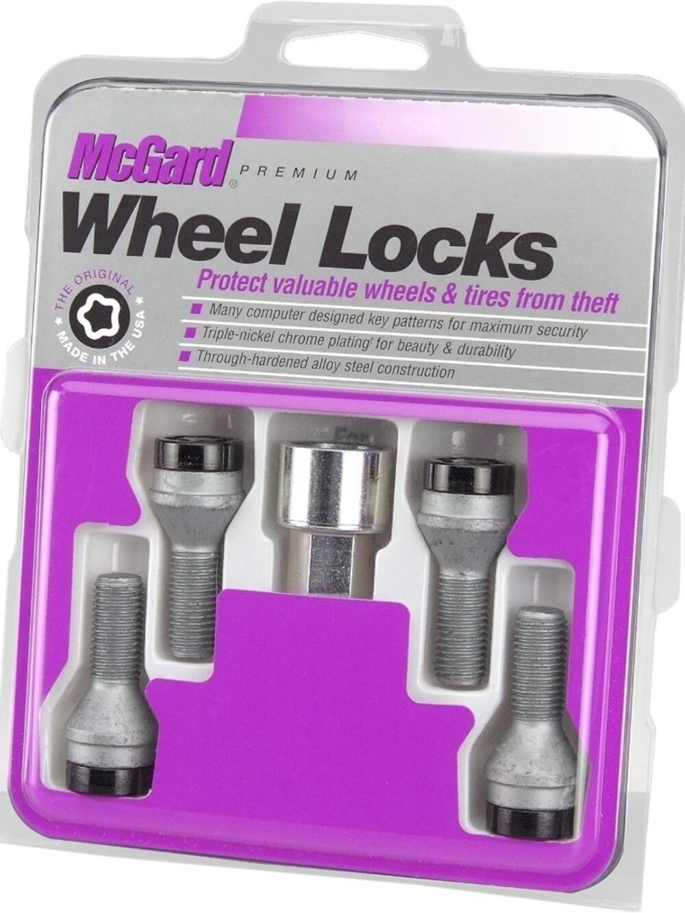 Black Cone Seat Wheel Lock Set - 4 Locks & 1 Key, Anti-Theft Security, Durable